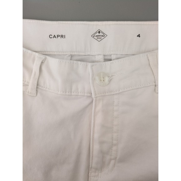 St John's Bay White Capri Pants Cropped Casual Everyday Size 4 - Picture 6 of 8
